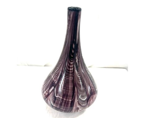 Purple detailed possible Murano glass vase, overall good condition, approximate height 14.5 inches 