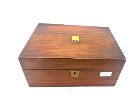 Vintage brass inlaid writing slope 12 inches wide 9 inches depth 5.5 inches tall 