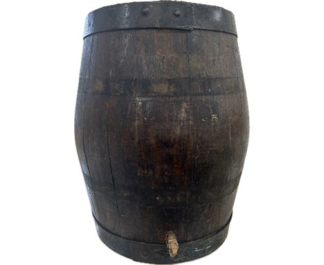 Vintage brandy barrel seat, approximate height 35cm, diameter 23cm 