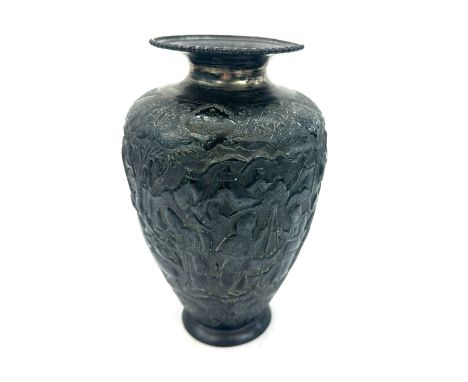 Vintage burmese silver vase, marks to base, total weight 485grams , height approximately 8 inches tall