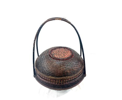 Vintage Bamboo/ rattan bread basket with lid 