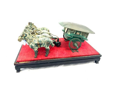 Vintage chinese bronze horse and cart figure 12 inches wide 7 inches depth 6 inches tall 