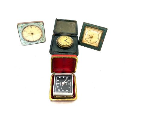 Selection of vintage and later travel clocks 