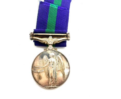 British military campaign medal marked 22837759 SPR R Henry R E with canal 1058 zone bar, in original box of issue 