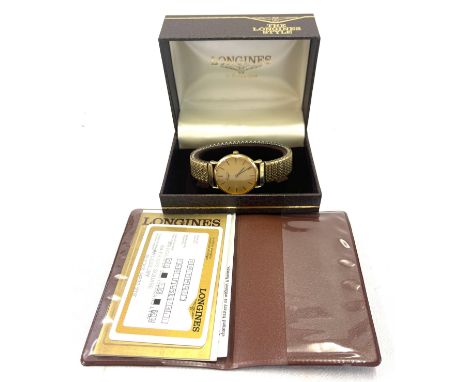 Gents vintage Longines wristwatch with certificate , original box untested 