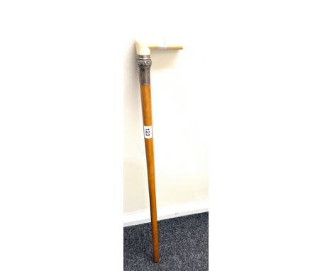 Vintage silver and bone handled walking stick 