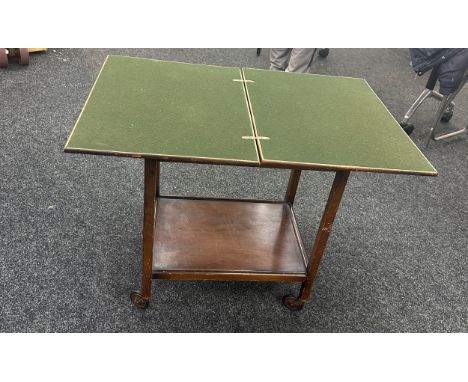 Vintage folding card table trolley measures approximately 28 inches tall 24 inches wide 18 inches depth (when closed) 