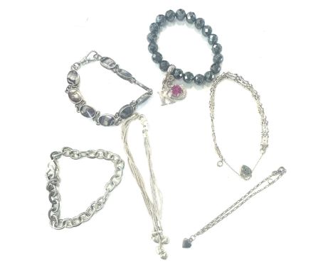 Selection of silver bracelets includes Thomas sabo, blue john, and gate bracelet etc 