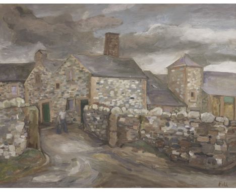 Sheila Fell R.A. (British, 1931-1979)Mechi Farm, Cumberland II signed 'Fell' (lower right); further signed and inscribed 'FEL