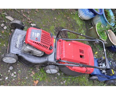 A MOUNTFIELD 17'' CUT PETROL LAWN MOWER with a Briggs and Stratton HP470 engine and grass box (engine pulls freely but not st