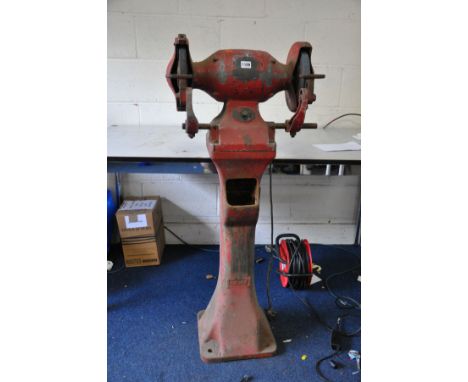 A VINTAGE WOLF PEDESTAL GRINDER (PAT fail due to cable and plug) (spares or repair)