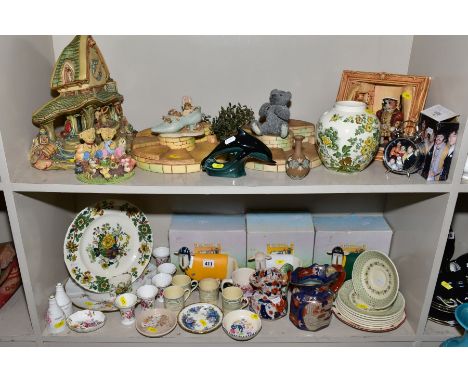 A QUANTITY OF CERAMICS ETC, including three boxed Border Fine Arts 'Ewe &amp; Me' figures, a boxed reproduction 'The Beatles'