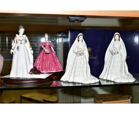 FOUR ROYAL WORCESTER ROYAL FIGURES, comprising limited edition 'Queen Elizabeth II' No855/4500, with certificate and plinth, 