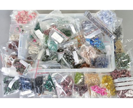 A LARGE SELECTION OF BEADS, a variety of small rough nugget beads in gemstones such as tourmaline, amethyst, peridot, soalite