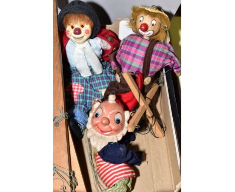A PELHAM BIG EARS PUPPET IN DISTRESSED CONDITION, missing arms, clothing tattered, together with two modern unbranded puppets