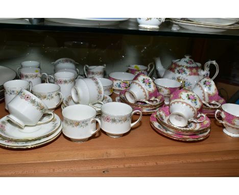 ROYAL ALBERT 'LADY CARLYLE' TEAWARES, comprising teapot, milk jug, sugar bowl, five teacups, six saucers and six side plates,