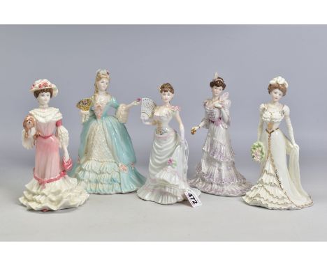 FIVE LIMITED EDITION COALPORT FIGURES, comprising two from Femmes Fatales, 'Little Langtry' No.5342/12500 and 'Marie Antoinet