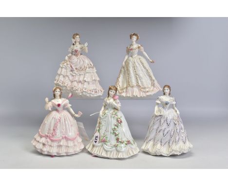 FIVE ROYAL WORCESTER LIMITED EDITION FIGURES FROM THE VICTORIAN ERA, comprising 'Queen of Hearts' No.58/12500, 'The Masquerad