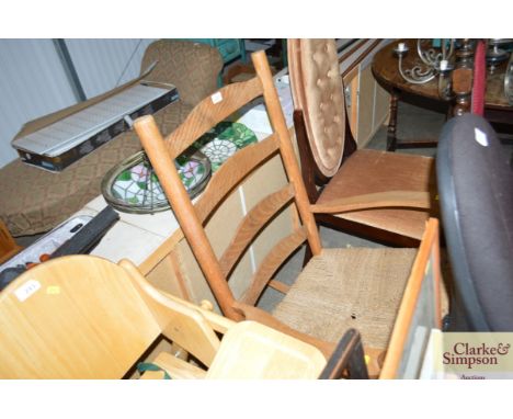 A beech ladder back rocking chair