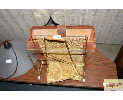 A vintage record stand and a Gladstone style bag