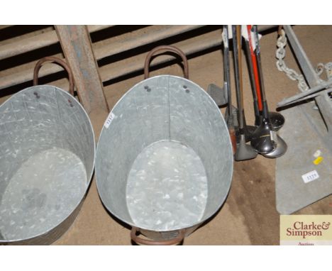 Oval twin handled galvanised planter