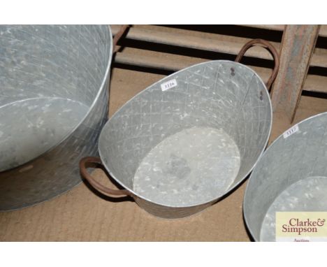 Oval twin handled galvanised planter