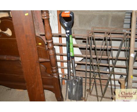 A stainless steel digging spade and fork 