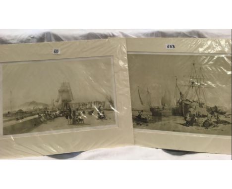 PAIR OF LITHOGRAPH PRINTS COASTAL MARINE SUBJECTS BY C MOZIN, C1840 