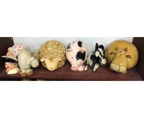 SHELF OF CHINA ANIMALS CONSISTING OF A PIG, SHEEP ETC