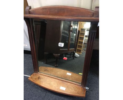 SMALL MAHOGANY WALL MIRROR WITH SHELF