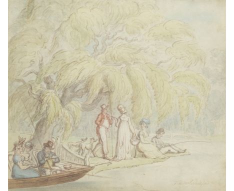 Thomas Rowlandson (London 1756-1827)The Fishing Party bears signature 'T Rowlandson' (lower right)pen, ink and watercolour on