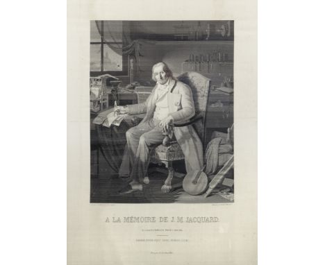 Joseph-Marie Jacquard (1752-1854): a woven silk A La Mémoire De J M Jacquard portrait,executed on the Jacquard loom by Carqui