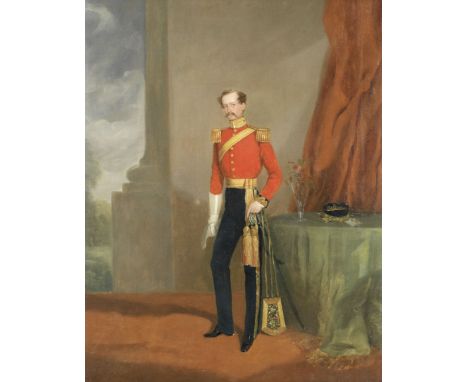 English School, 19th centuryFull-length portrait of an officer of the 2nd Dragoon Guards (Queen's Bays), late 1840s - early 1