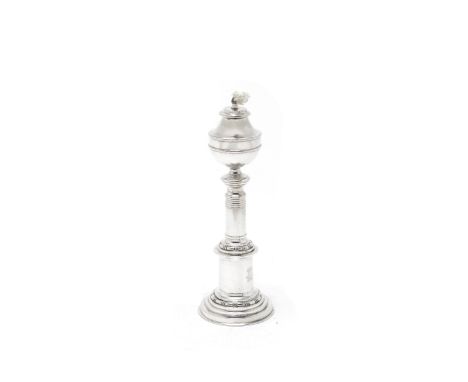 A William IV silver table lighterRobert Garrard, London 1835 Columnar form, the oil reserve unmarked, height 20cm.