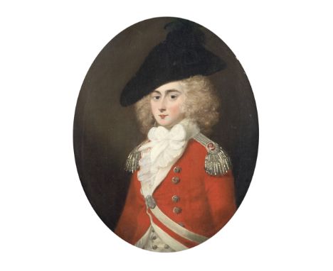 English School, late 18th centuryA three-quarter-length oval-form portrait of an officer of the Light Company of the 47th (La