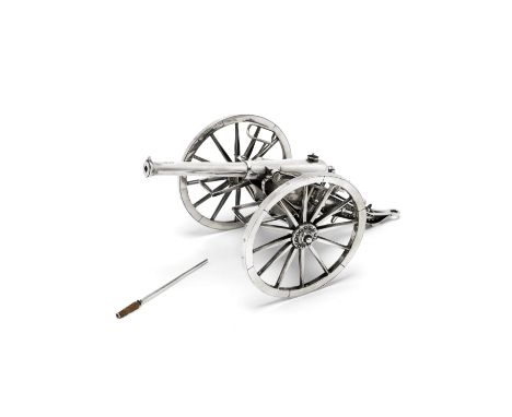 A possibly unique Victorian silver table lighterFrederick Courthope, London 1890Accurately modelled as an RML field gun and c