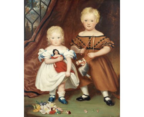 English School, circa 1840Two paintings of the Norris family childrenPortrait of Eleanor Norris (1835-1872), aged three and h