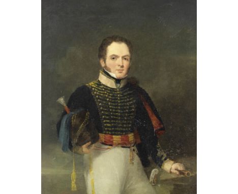 English School, early 19th centuryThree quarter-length portrait of an officer of the 2nd Regiment of Hussars of the King's Ge