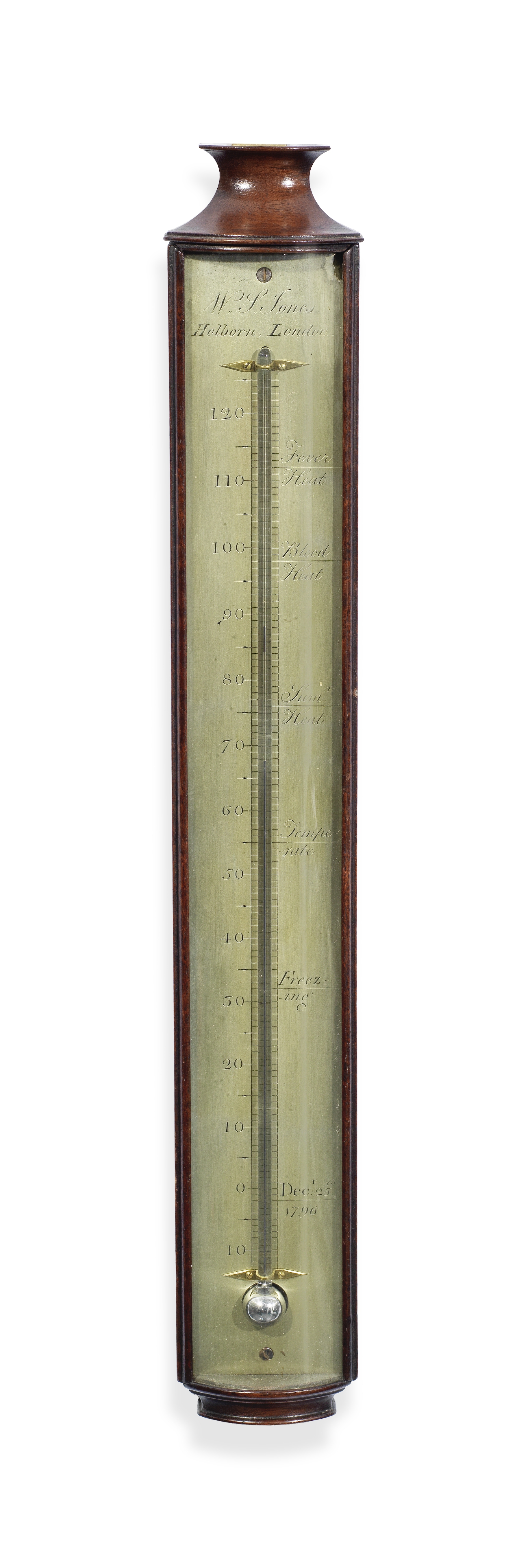 A W. & S. Jones thermometer, English, early 19th century,signed W. S