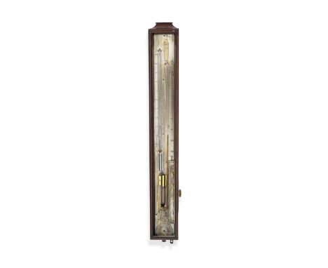 A Davis sympiesometer, English, circa 1840,signed Davis, Leeds improved sympiesometer, the silvered brass scale mounted with 