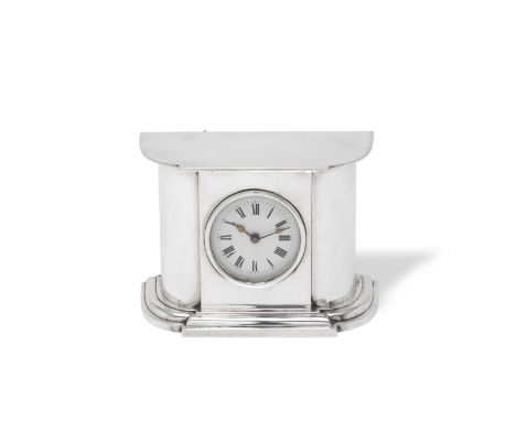 A novelty silver 'mantlepiece' clockCharles &amp; Richard Comyns, London 1923 Modelled as a mantelpiece, length 15cm.