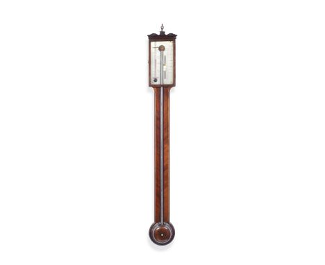 A Lione &amp; Co mahogany stick barometer, English, early 19th century,signed Lione &amp; Co, NO. 125 Holborn Hill London, wi