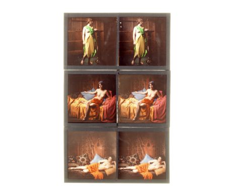 A collection of fifteen glass stereoscopic autochromes of nudes,  probabaly French,  circa 1925,each measuring 2¾in x 5in (7c