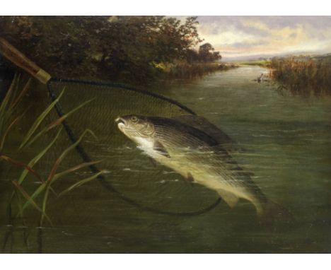 A. Roland Knight (British, active 1879-1921), and Walter Wallor Caffyn (British, 1845-1898)Brown trout catching minnows; Nett