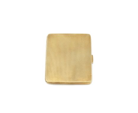 A 9 carat gold cigarette caseAdie Brothers, Birmingham 1928 Rectangular, the two sides with engine-turned decoration, length 