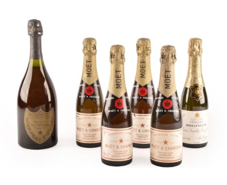 A Vintage 1976 Dom Perignon champagne brut, 750 ml, four bottles of Moet &amp; Chandon Premiere Cuvee champagne, 37.5 cl, tog
