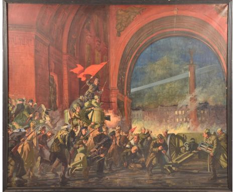 A Russian Socialist Realist School painting, after Pavel Sokolov-Skalya (Russian, 1826—1905), 'The Bolsheviks Storming of the