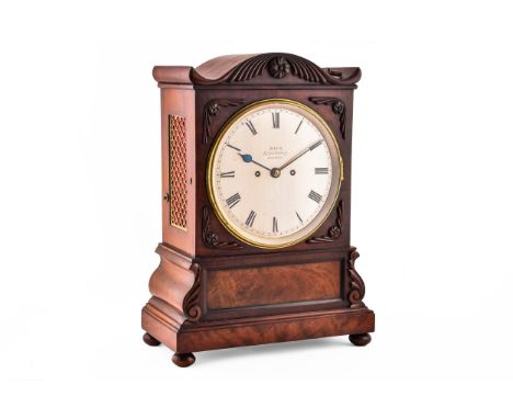 A fine Regency flame mahogany twin fusee bracket clock, by&nbsp;W. Birch, 173 Fenchurch Street, London, the 8 inch silvered d