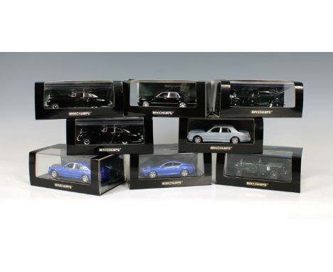 Assorted Minichamps 1:43 scale die-cast Bentleys, to include 2 x R-Type Continental 1954; 2 x Arnage R; Blower 4,5 Supercharg