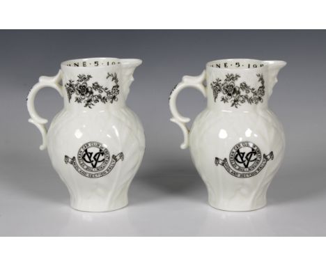 A pair of Royal Worcester porcelain milk jugs, commemorating The Veteran Car Club of Great Britain Midland Section Rally, Jun